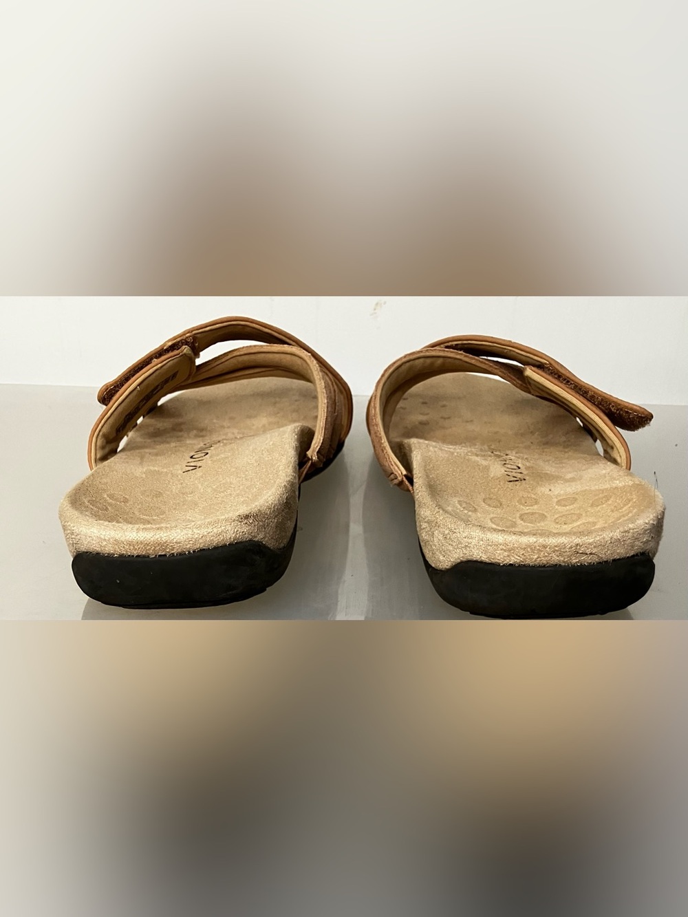 Vionic Zarie Sandals Women's 8 Leather Slide Strap Tan Macaroon - Picture 7 of 9